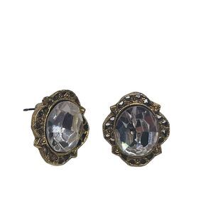 Vintage Goldtone Crystal Stud Earrings